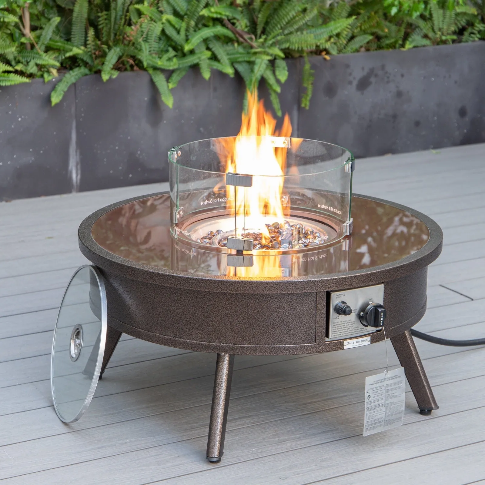 Walbrooke Outdoor Patio Round Fire Pit and Tank Holder