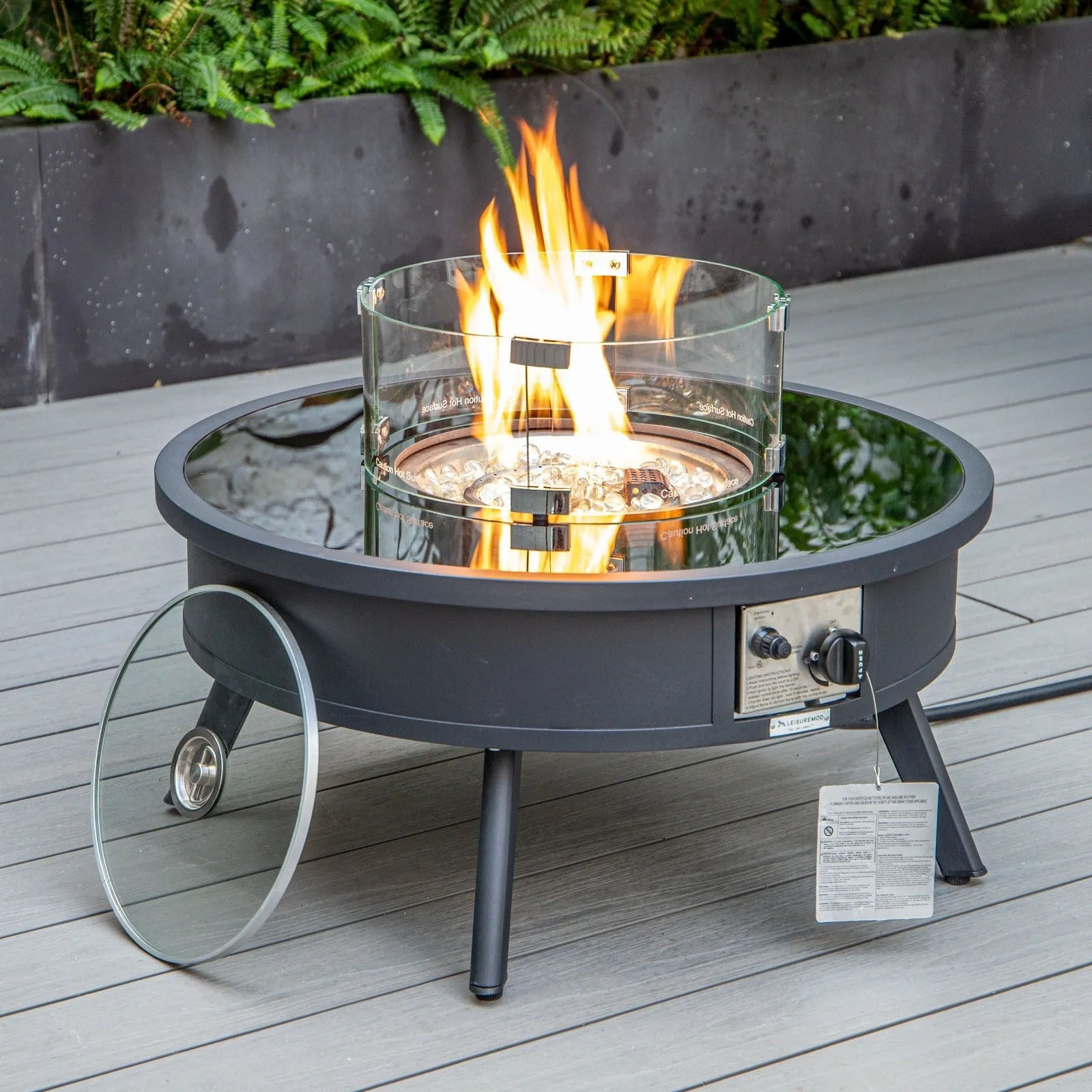 Walbrooke Outdoor Patio Round Fire Pit and Tank Holder