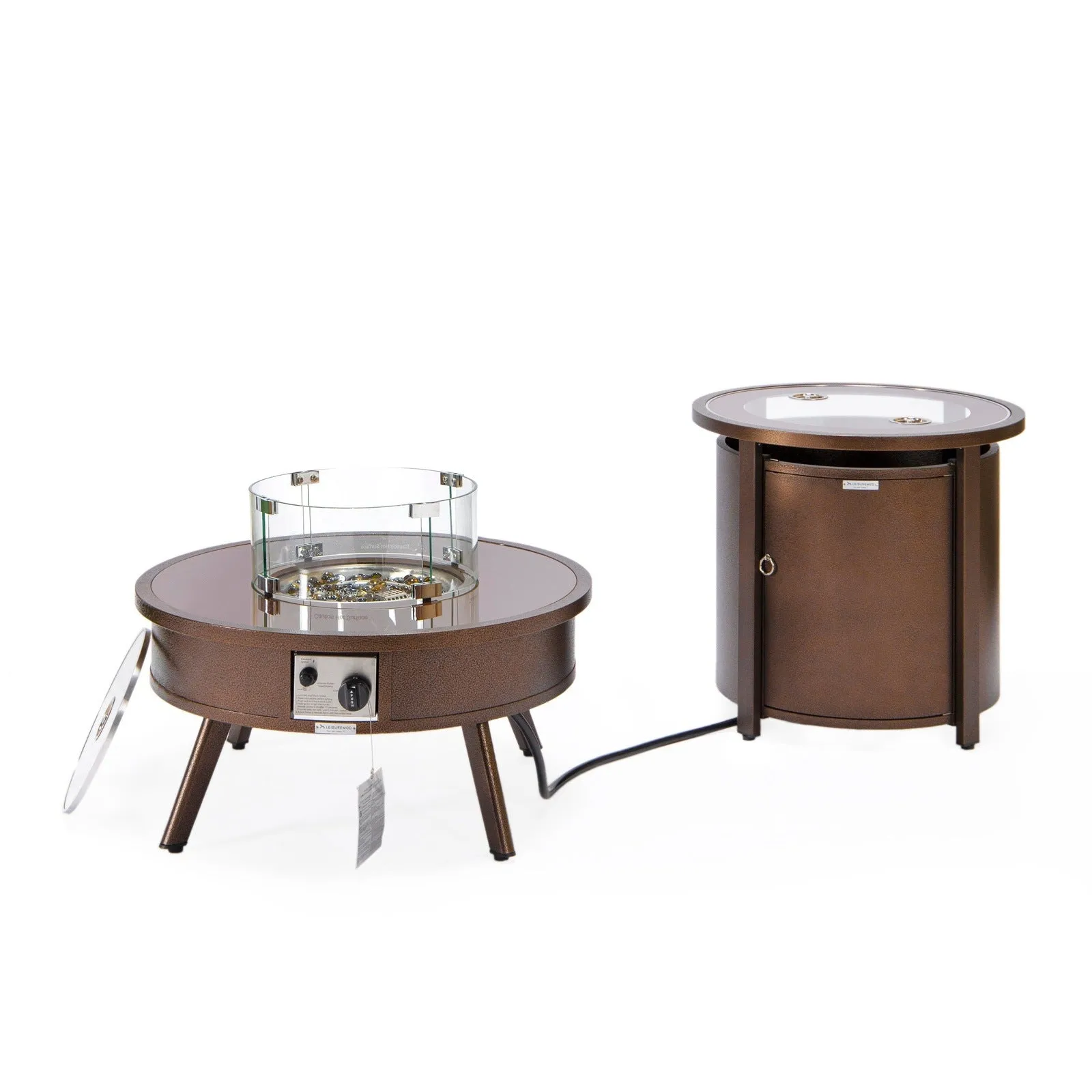 Walbrooke Outdoor Patio Round Fire Pit and Tank Holder
