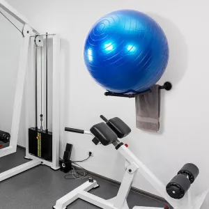 Wall Mounted Black Industrial Pipe Exercise Ball Storage Racks, Set of 2