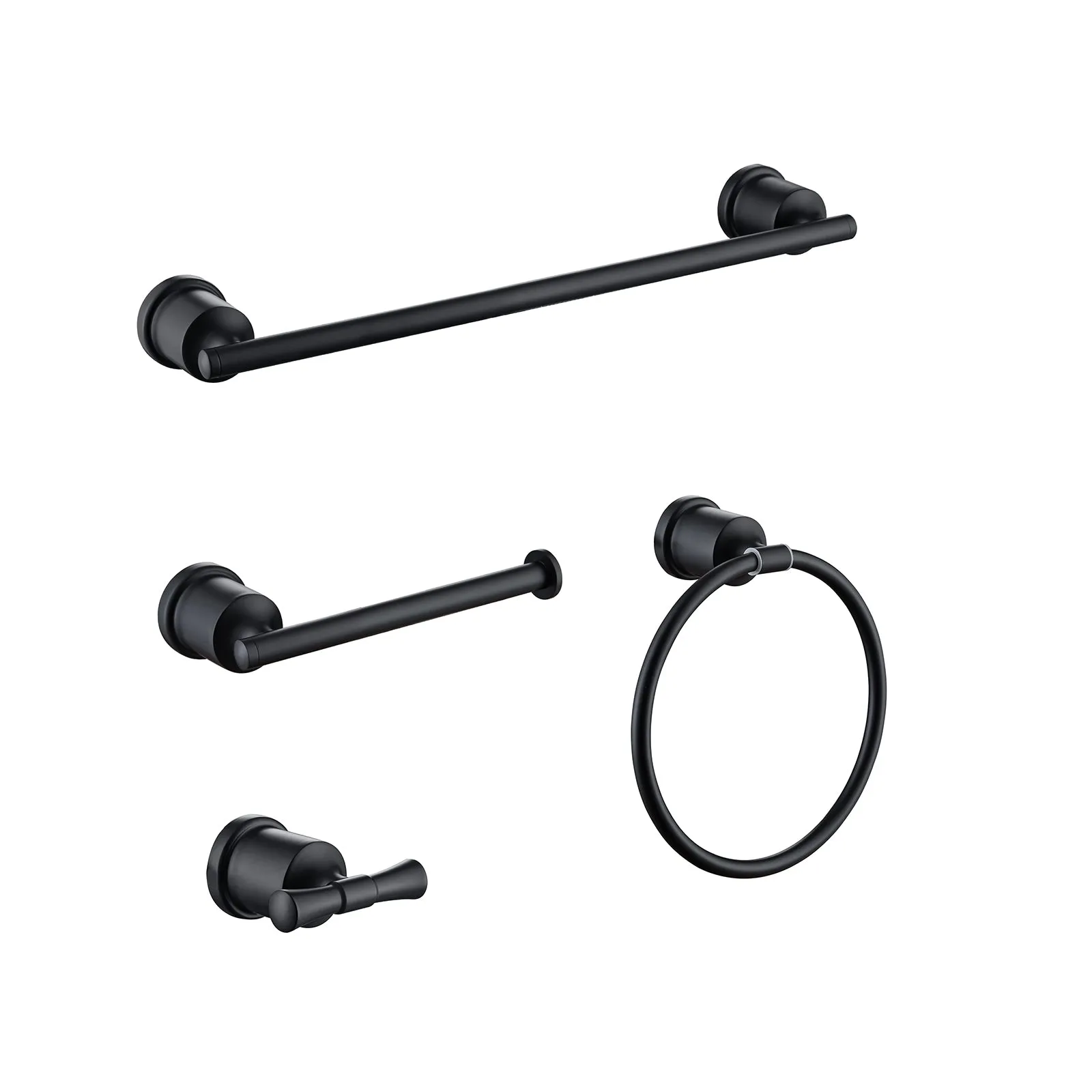 Wall Mounted Matte Black Bathroom Hardware 4-Piece Set RB0852