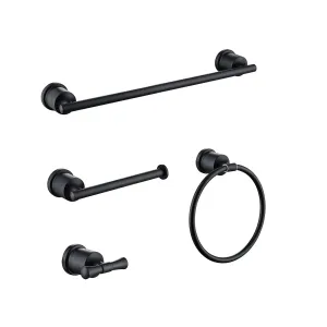 Wall Mounted Matte Black Bathroom Hardware 4-Piece Set RB0852