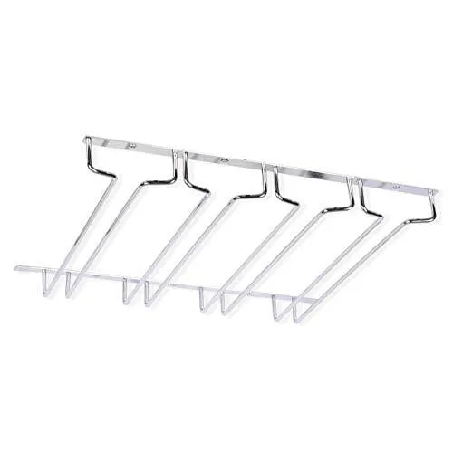 Wallniture Pinot Under Cabinet Stemware Rack, Wine Glasses Holder, Farmhouse Kitchen Decor, Chrome, 17" Set of 2