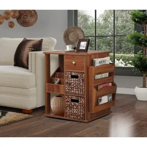 Walnut 3 - Drawer End Table Keep your Eyeglasses, Remote Controls, Tablets, Smartphones, Calculators, TV Guides Storage and Organization