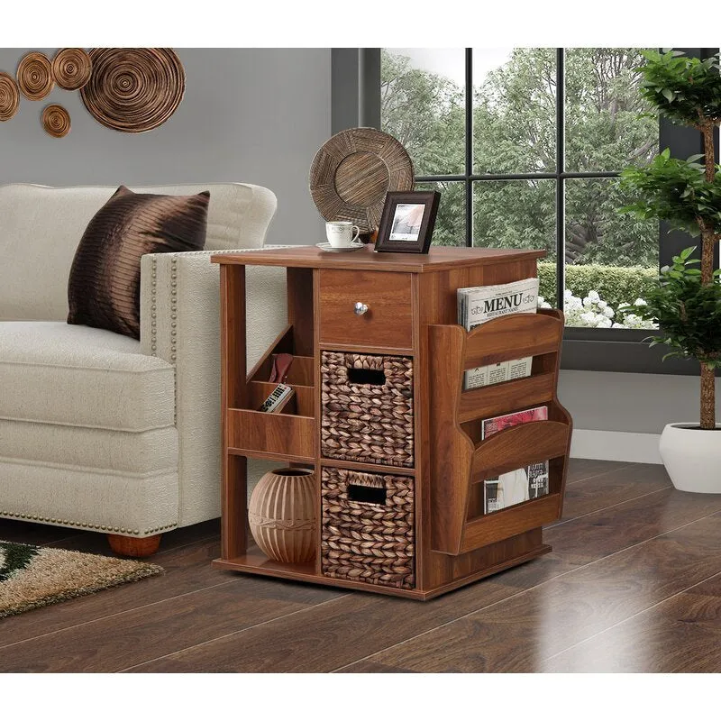 Walnut 3 - Drawer End Table Keep your Eyeglasses, Remote Controls, Tablets, Smartphones, Calculators, TV Guides Storage and Organization