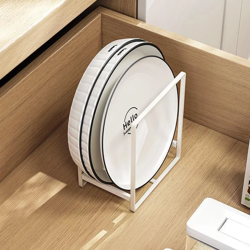 White Steel Plate Stand Rack | Storage Organizer For Kitchen & Home