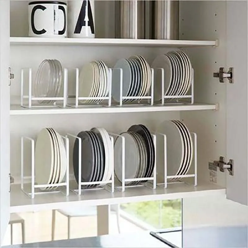White Steel Plate Stand Rack | Storage Organizer For Kitchen & Home