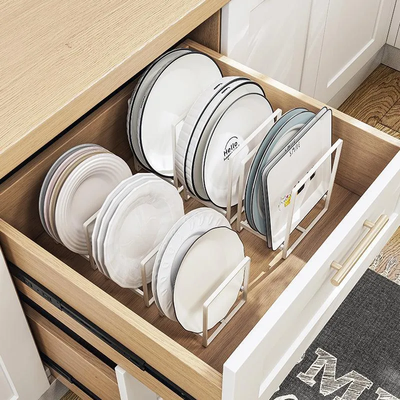 White Steel Plate Stand Rack | Storage Organizer For Kitchen & Home
